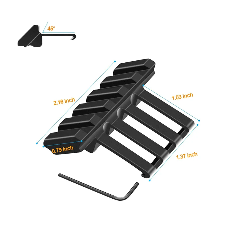 Soporte riel Picatinny 45° para linterna láser táctico