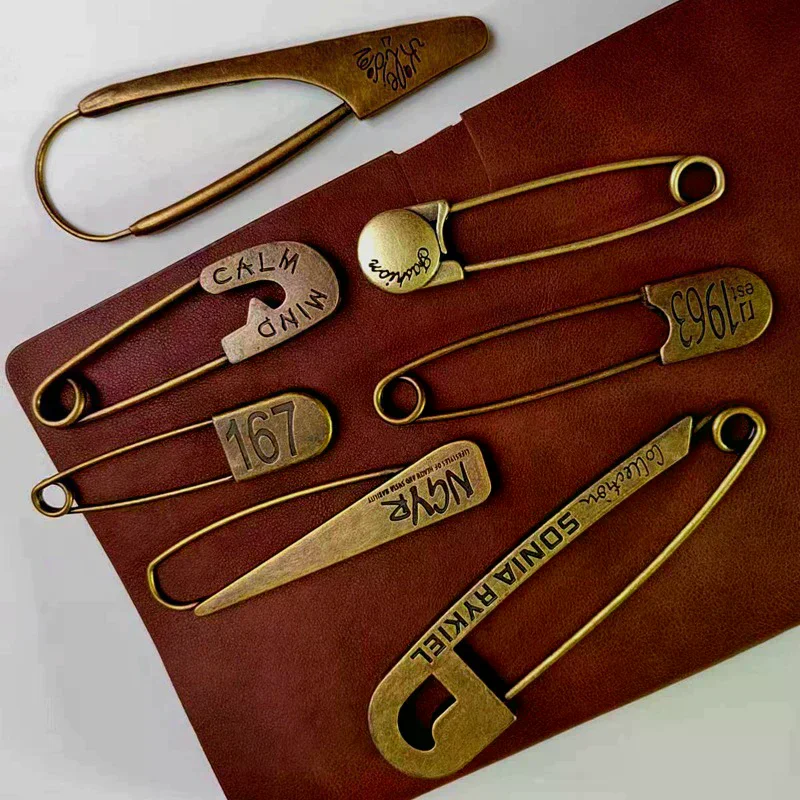 Retro Bronze Large Pins For Clothing Metal Safety Pins Jeans Dress Scarf Adjustable Pins