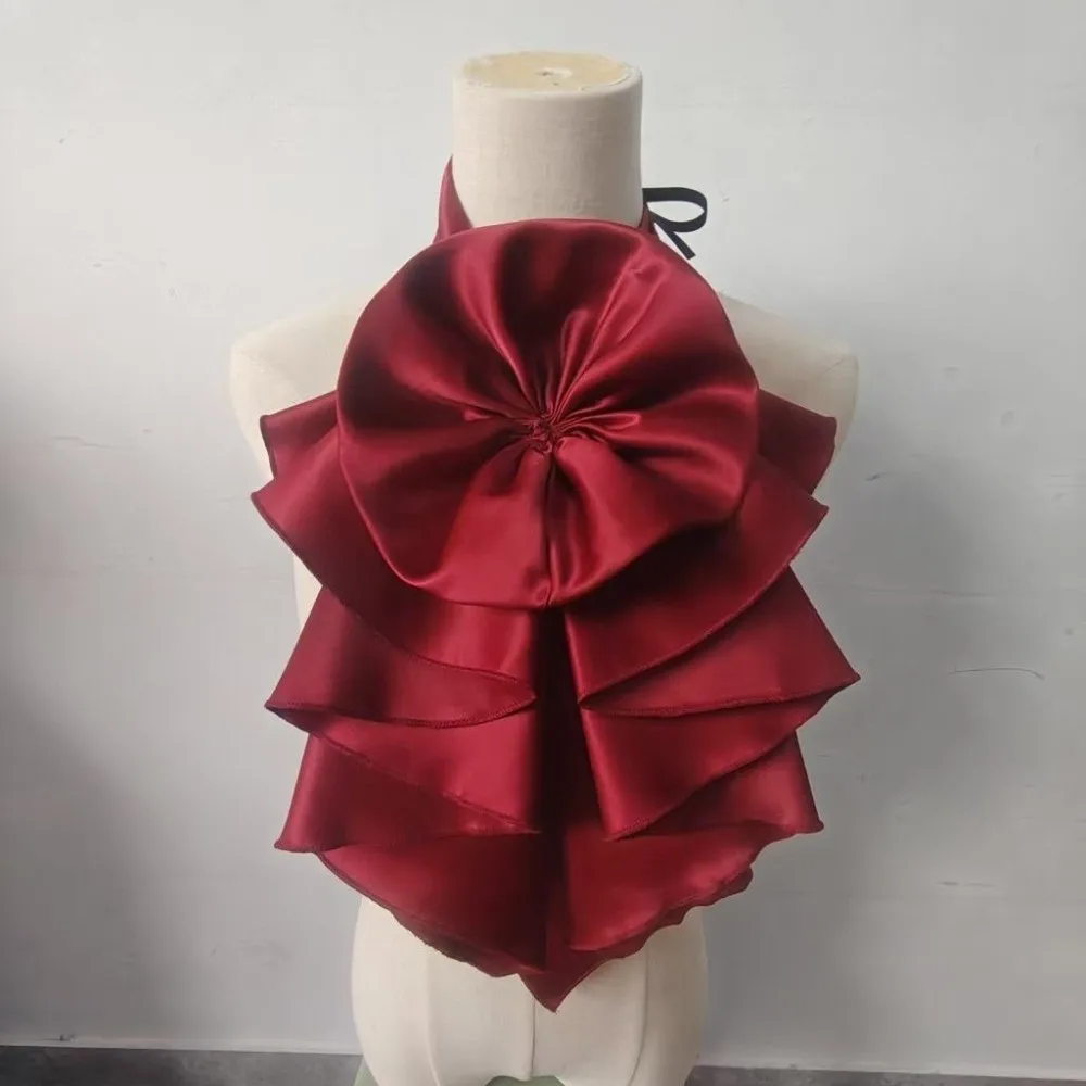 Layered Decor Detachable Ruffled Collar Adjustable Polyester Fake Collar Large Bow Chic Blouse Decorative Collar Performance
