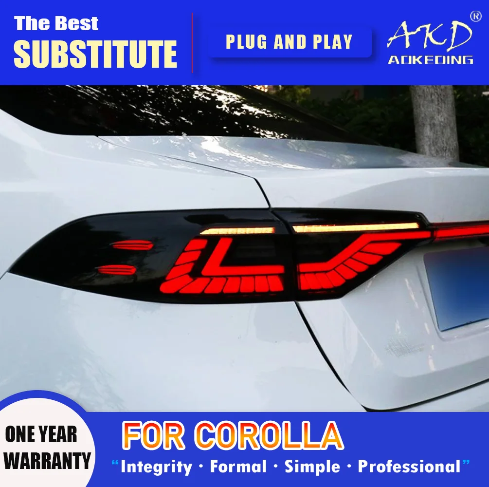 

Задняя фара AKD для Toyota Corolla светодиодный Tail 2019-2021 Corolla Altis, задний противотуманный тормоз, сигнал поворота, автомобильные аксессуары