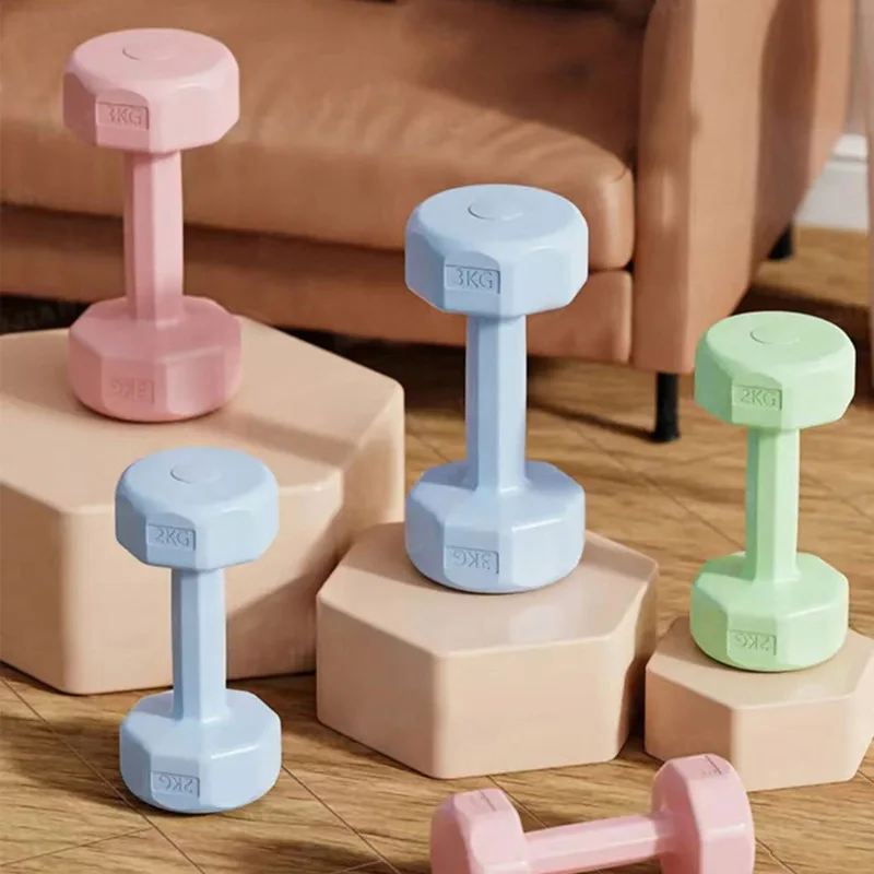 Manufacturer price custom kg women use free weight fitness gym colored PVC hexagonal dumbbells