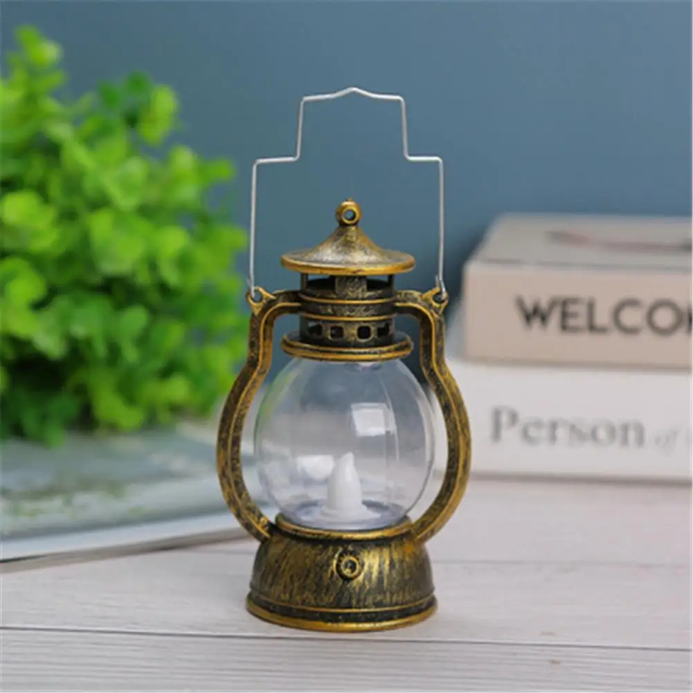 Retro  Kerosene  Lamp Colorful Button Battery Switch Small Oil Light Lantern Art Pendant Valentine\'s Day Crafts Decorations