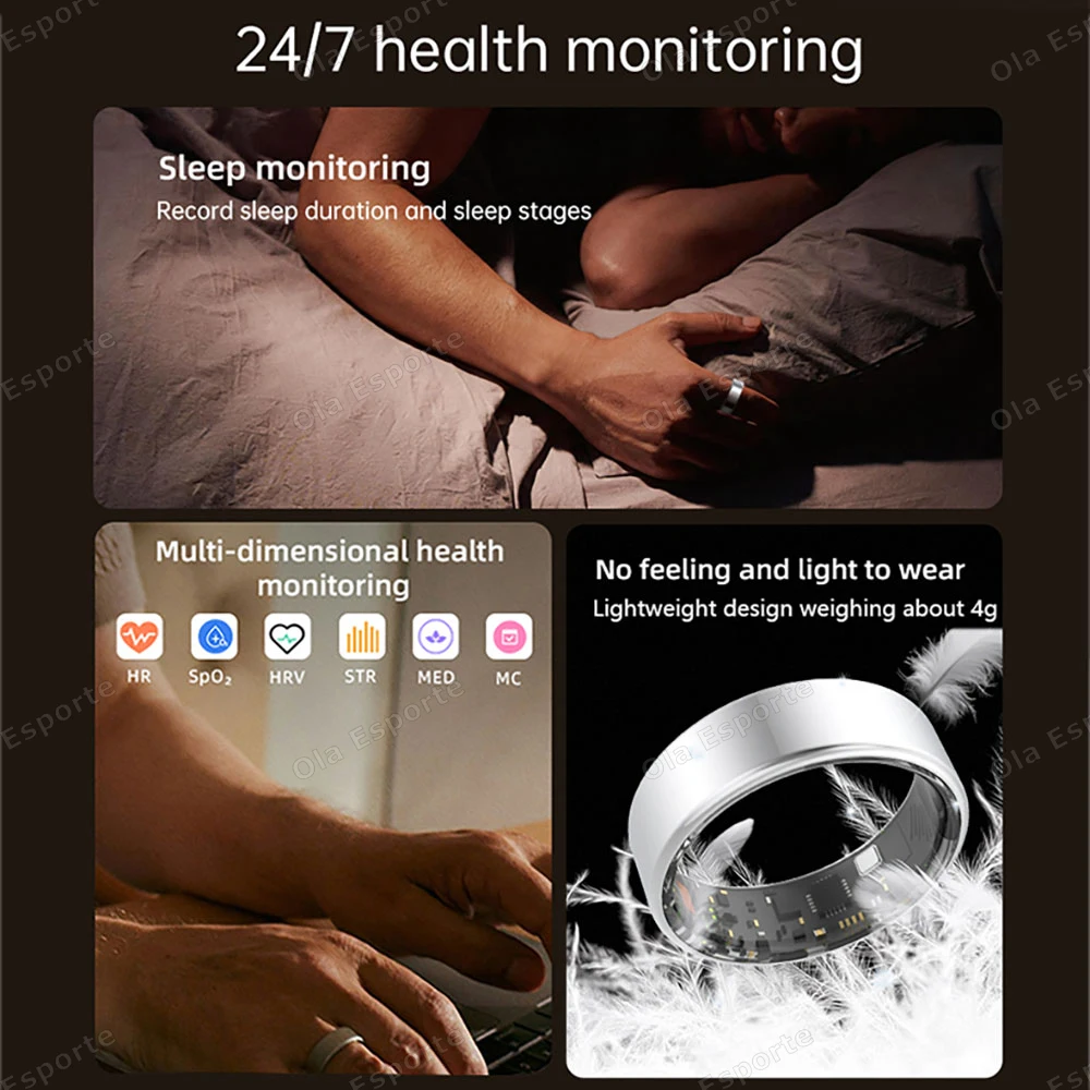 Gesture Control Smart Ring 2027 Heart Rate Blood Pressure Women’s Health Sleep Monitoring Sports Waterproof Men’s Smartring SY15