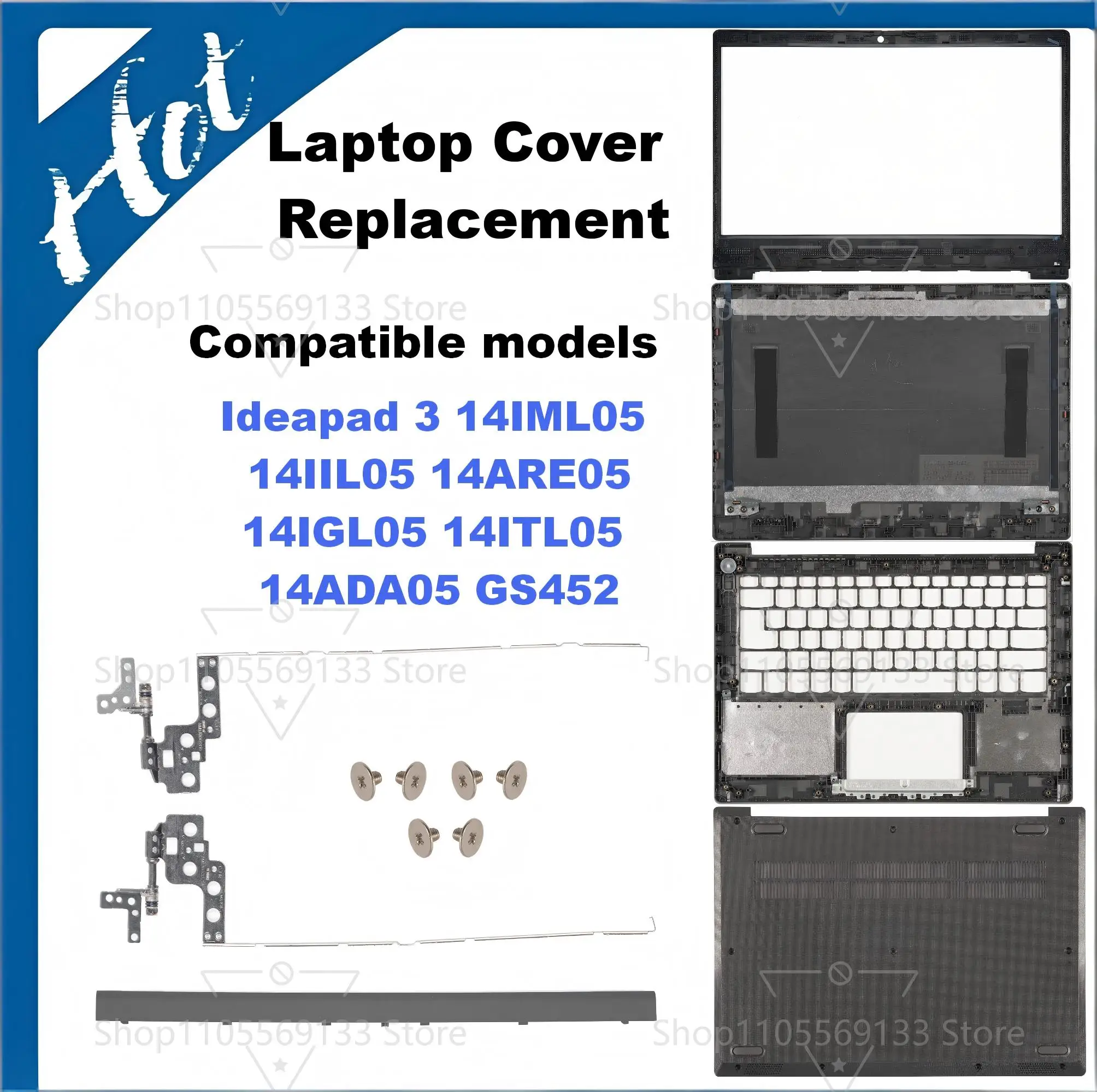 

Cover For Lenovo Ideapad 3 14IML05 14IIL05 14IGL05 14ITL05 14ADA05 14ARE05 LCD Back Cover/Front Frame/Palmrest/Base black GS452