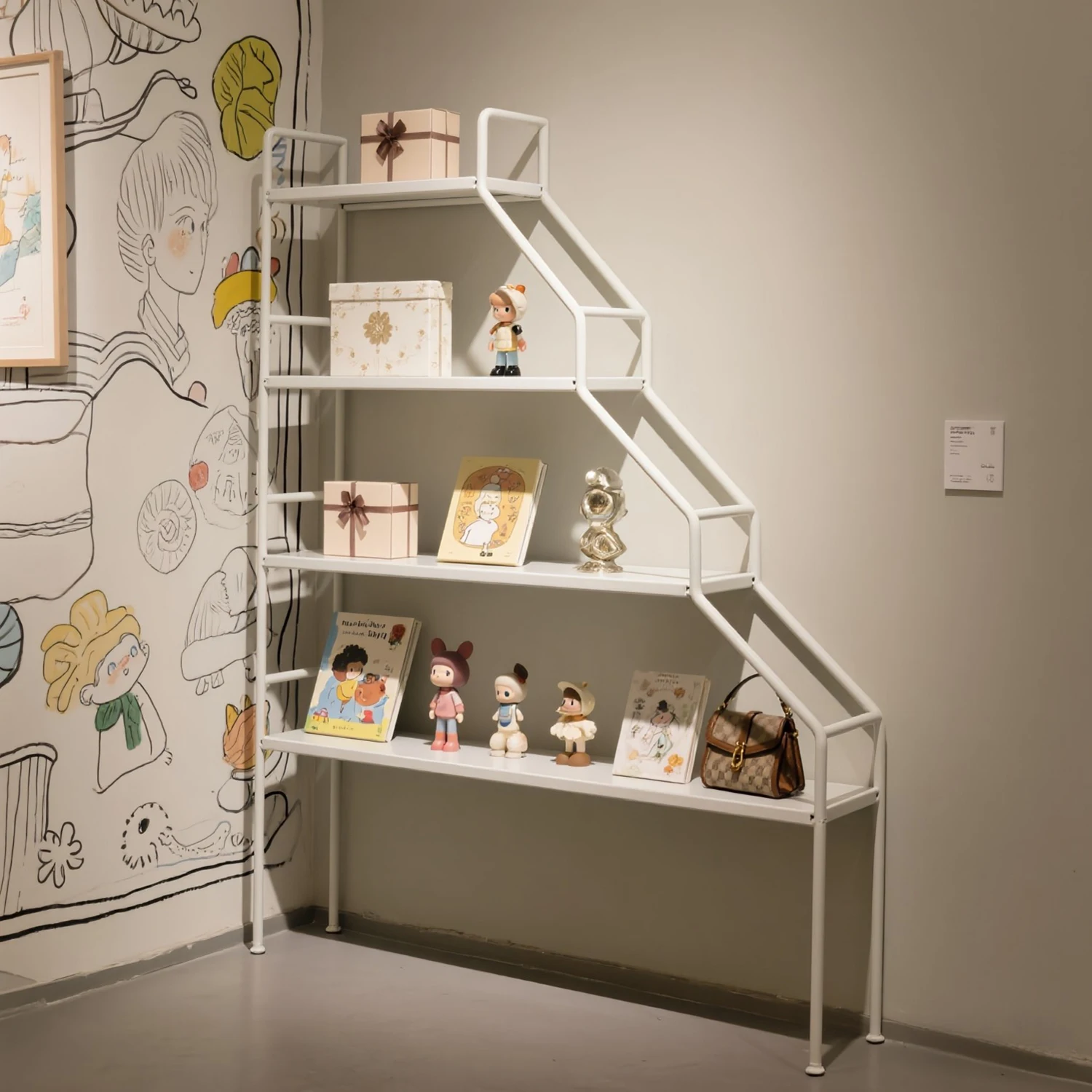 

Nordic minimalist design ornament storage display stand floor figure model photo frame shelf storage rack
