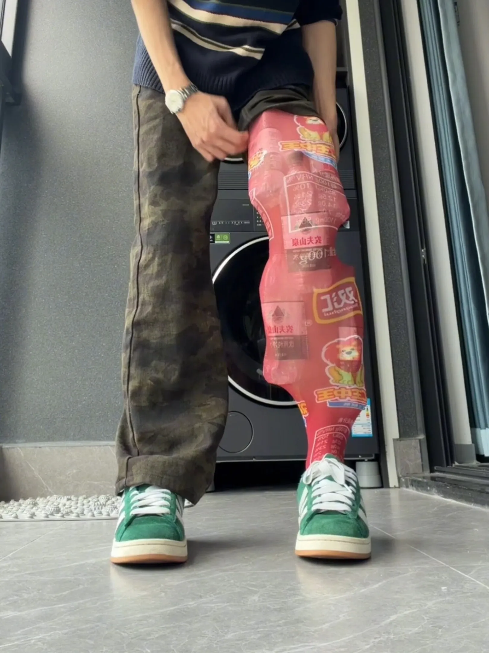 

American High Street Camouflage Jeans Men's Slim Straight Workwear Pants Extended Long Taller Micro Flared Pants