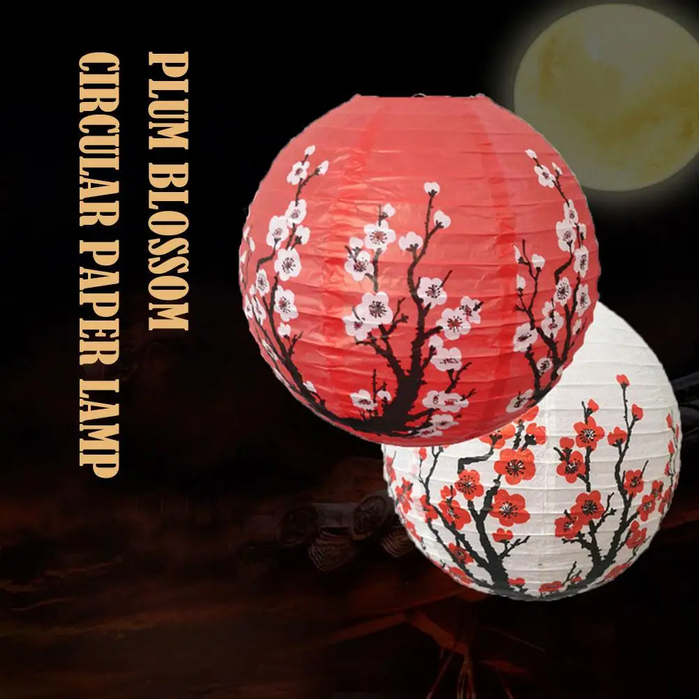 30/35cm Plum Blossom Round Paper Lantern Lamp Chinese Gifts Festival Home Style Wedding Oriental Spring Decor Restaurant J3V0