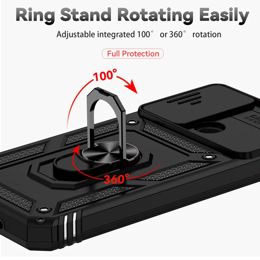 POCO X4 Pro 5G Camera Protect Case For Xiaomi Redmi Note 11 11S 10 10S 9 9S 10A 10C 9C X3 NFC Pro Armor Hybrid Ring Back Cover image 5