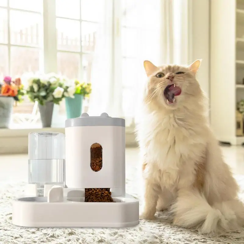 Cat Feeder And Water Dispenser Portable Auto Cat Feeder Pet Food Dispenser Cat Water Feeder Reusable Cat Treat Dispenser For