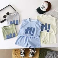 Children's Clothing Set Letter Printed Sleeveless Vest Top +Shorts 2PCS Kids Clothes Boys Baby Outfits Set Clothes Set