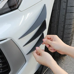 6pcs Car Universal Modification Wind Knife Carbon Fiber Pattern Bumper Crescent Wind Knife Front Bar Spoiler