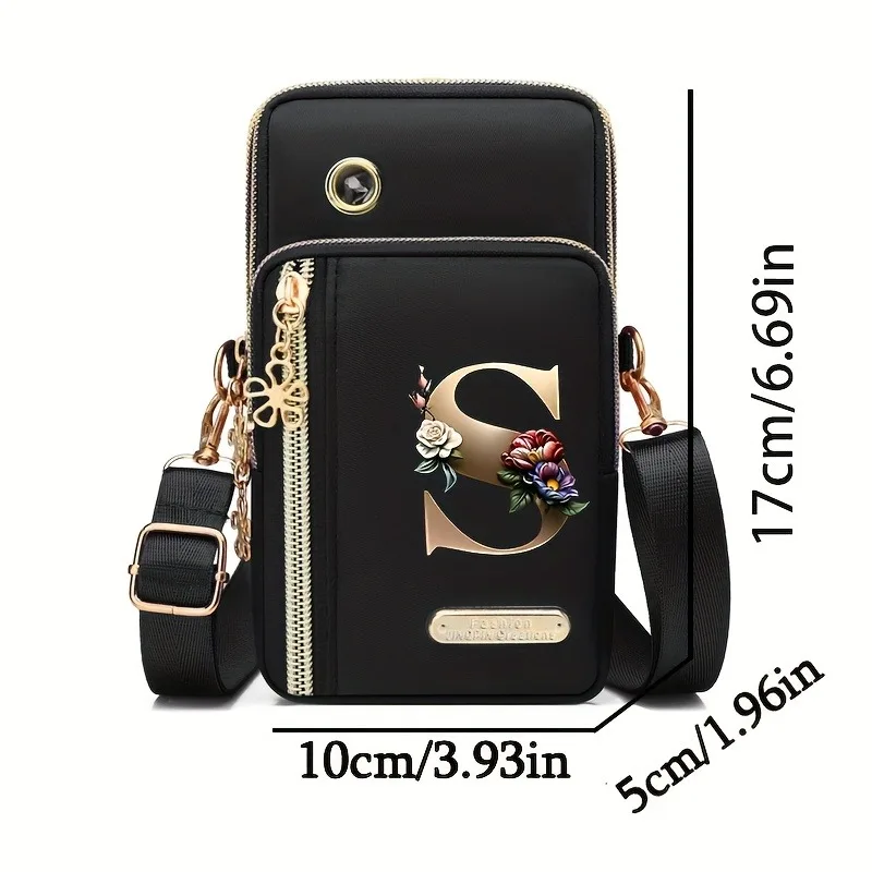 Huaben Letter Z Printed Fashion Casual Messenger Bag Change New Nylon Cloth New Mobile Phone Bag Women's Bag image 2