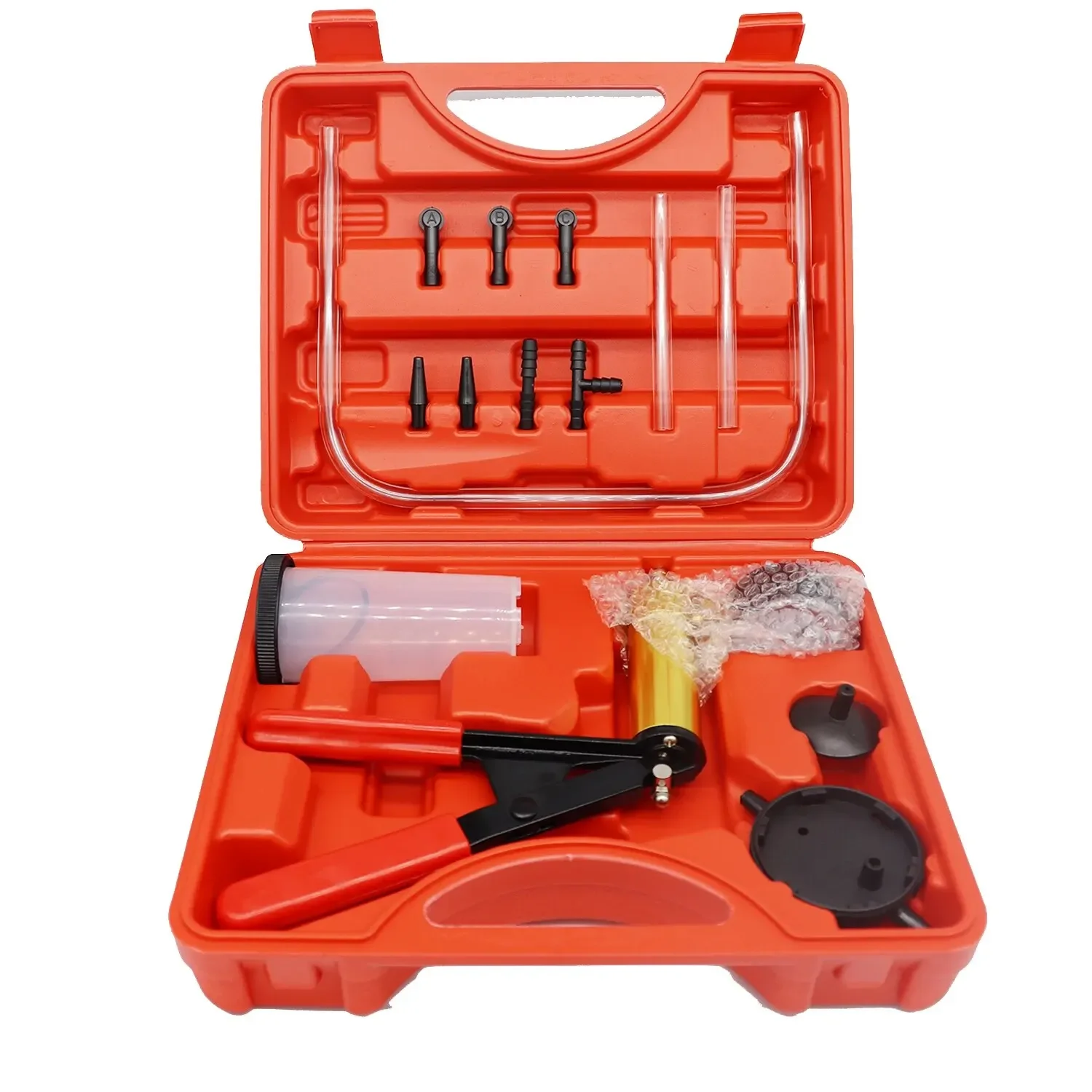 

2 in 1 Manual Vacuum Pressure Pump Brake Fluid Drain Kit Vacuum Pistol Pump Tester Kit Portable Durable Aluminum Vacuum Gauge