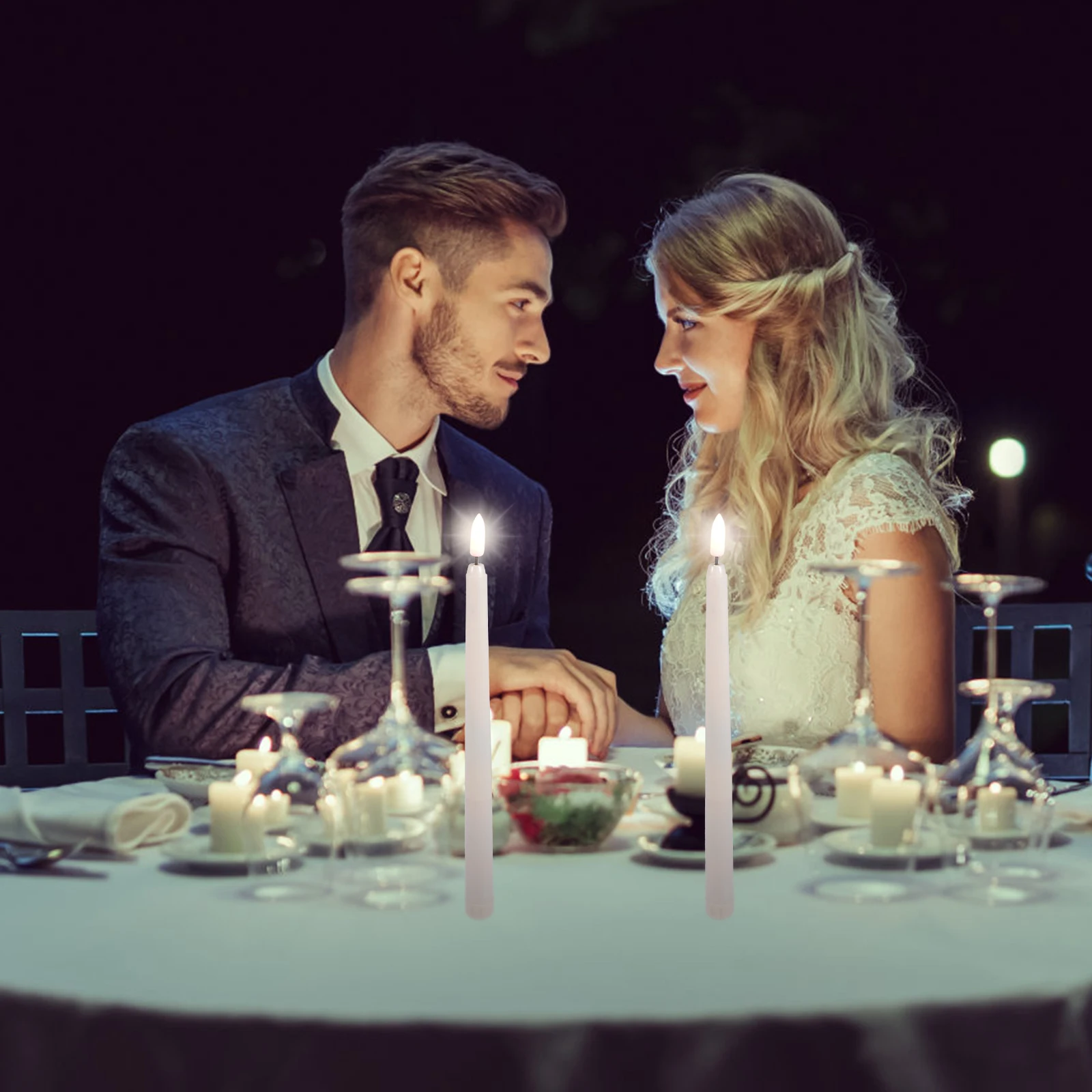 

1 set 1 Set Long Led Luminous Remote Controlled Smokeless Desktop Multi-Function Lamp Xmas Wedding Party Church Decoration