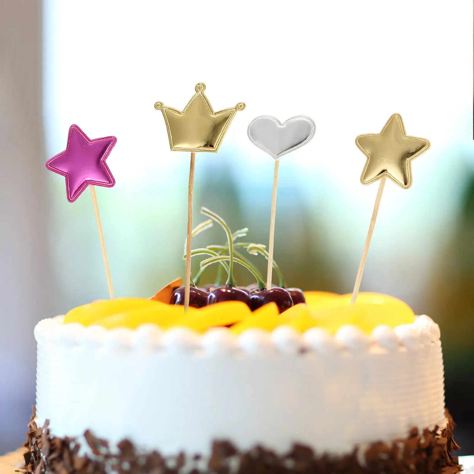 150Pcs Cake Inserting Picks Colorful Decorative Toppers for Wedding Shower Party Cake Topper Baking DIY Ornaments Dessert