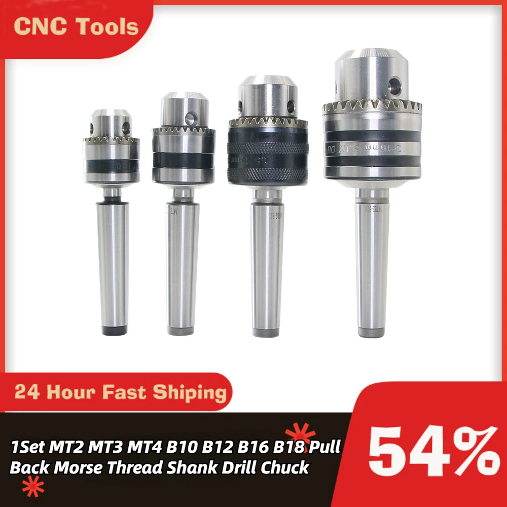 

1Set MT2 MT3 MT4 B10 B12 B16 B18 Pull back Morse thread shank Drill Chuck Arbor Lathe CNC drill machine tool holder M10 M12 M16