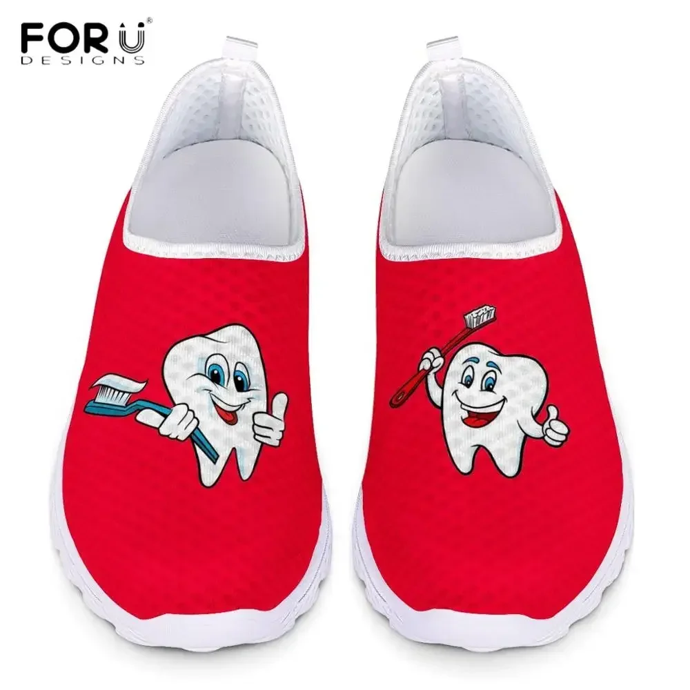 Cute Cartoon Toothbrush Pattern Women Slip On Sneakers Teeth/Dental/Dentist Ladies Shoes Casual Summer Femalel+Shoes