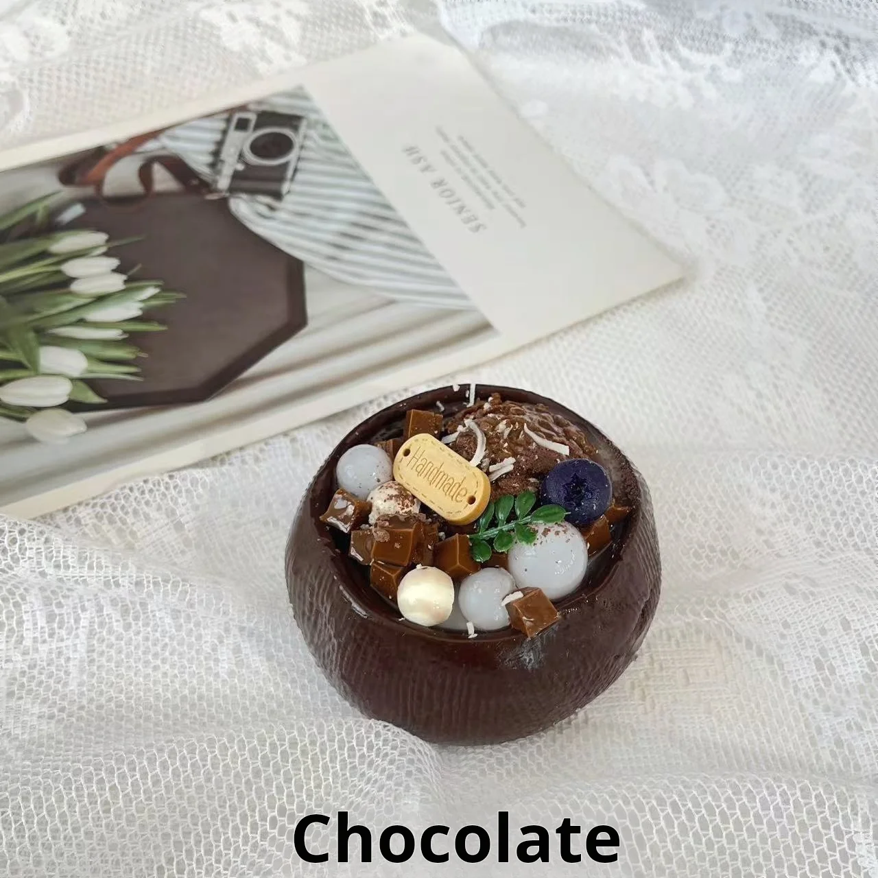 Coconut bowl, cake, food, kneading, stress relieving toy, handmade Taba gummies, cream, soft and sticky, slow rebound gift