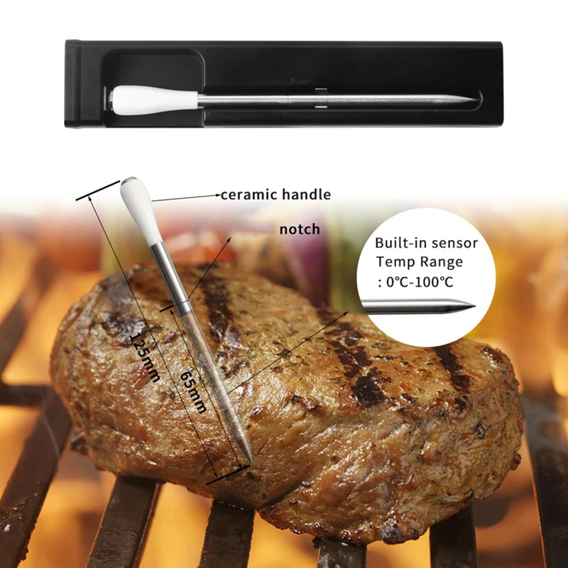 Meat Thermometer With Bluetooth Wireless Range 30M For The Oven, Grill, Kitchen, BBQ, Smoker, Rotisserie