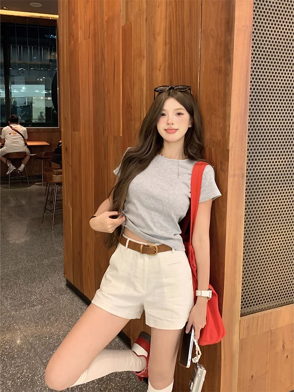 

Casual High Waist Wide Leg Pants Women's Summer New Style Commute Short Shorts Loose Drapey Straight Cut Multi-Functional Lin...