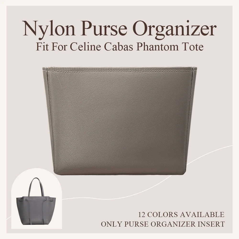 

Nylon Purse Organizer Insert Fit for Celine Cabas Phantom Tote Lightweight Inner Liner Bag Inside Storage Bag Organizer Insert