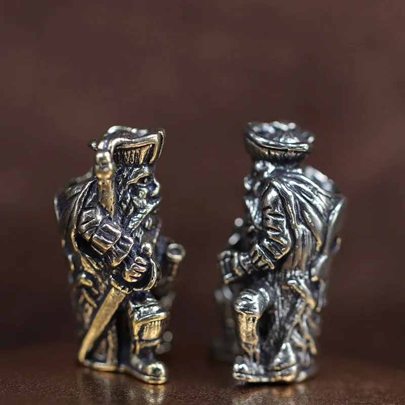 Viking Pirate Brass Knife Beads Outdoor EDC DIY Paracord Handmade Woven Lanyard Pendant Flashlight Hangings Charms Accessories