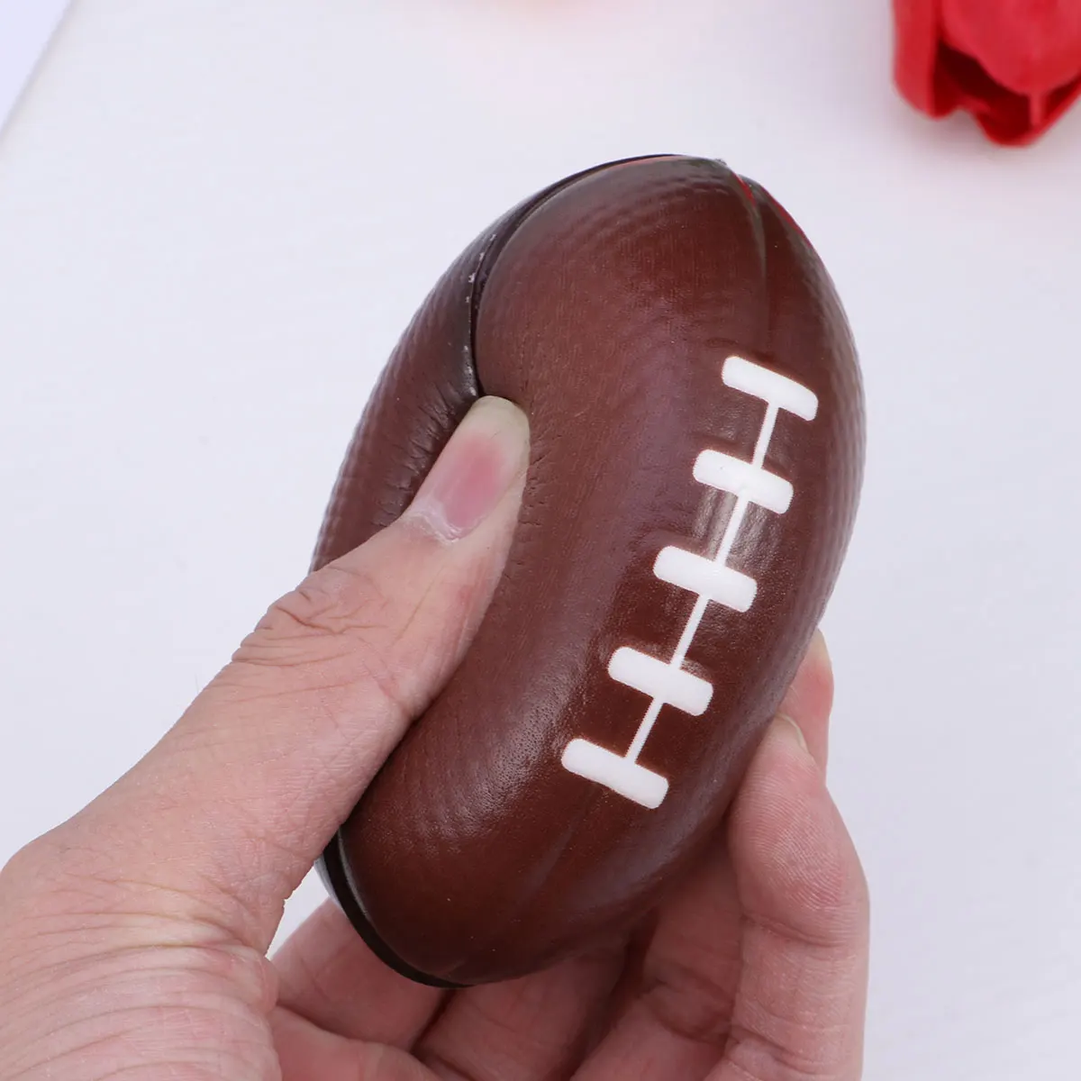 

6pcs 9cm Sponge Bouncy Rugby Elastic Colorful PU Jumping Balls Toy for Children Kids (Coffee + Rainbow Color Each )