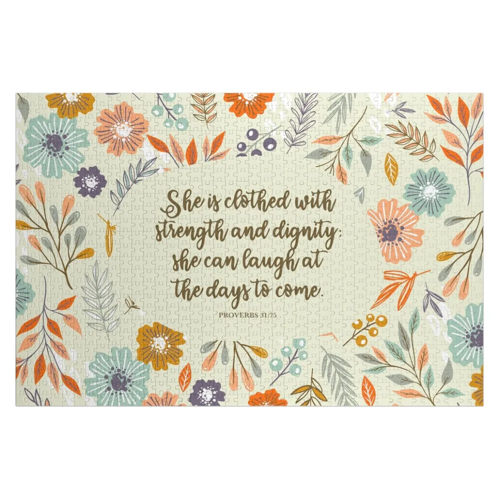 She is clothed in strength, Proverbs 31:75 Jigsaw Puzzle Christmas Toys Works Of Art Custom Wooden Gift Puzzle