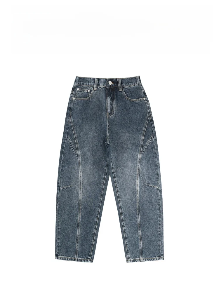 

Американские винтажные джинсы-брюки в стиле High Street, свободные, модные, повседневные, длинные, для молодых мужчин, в городском стиле