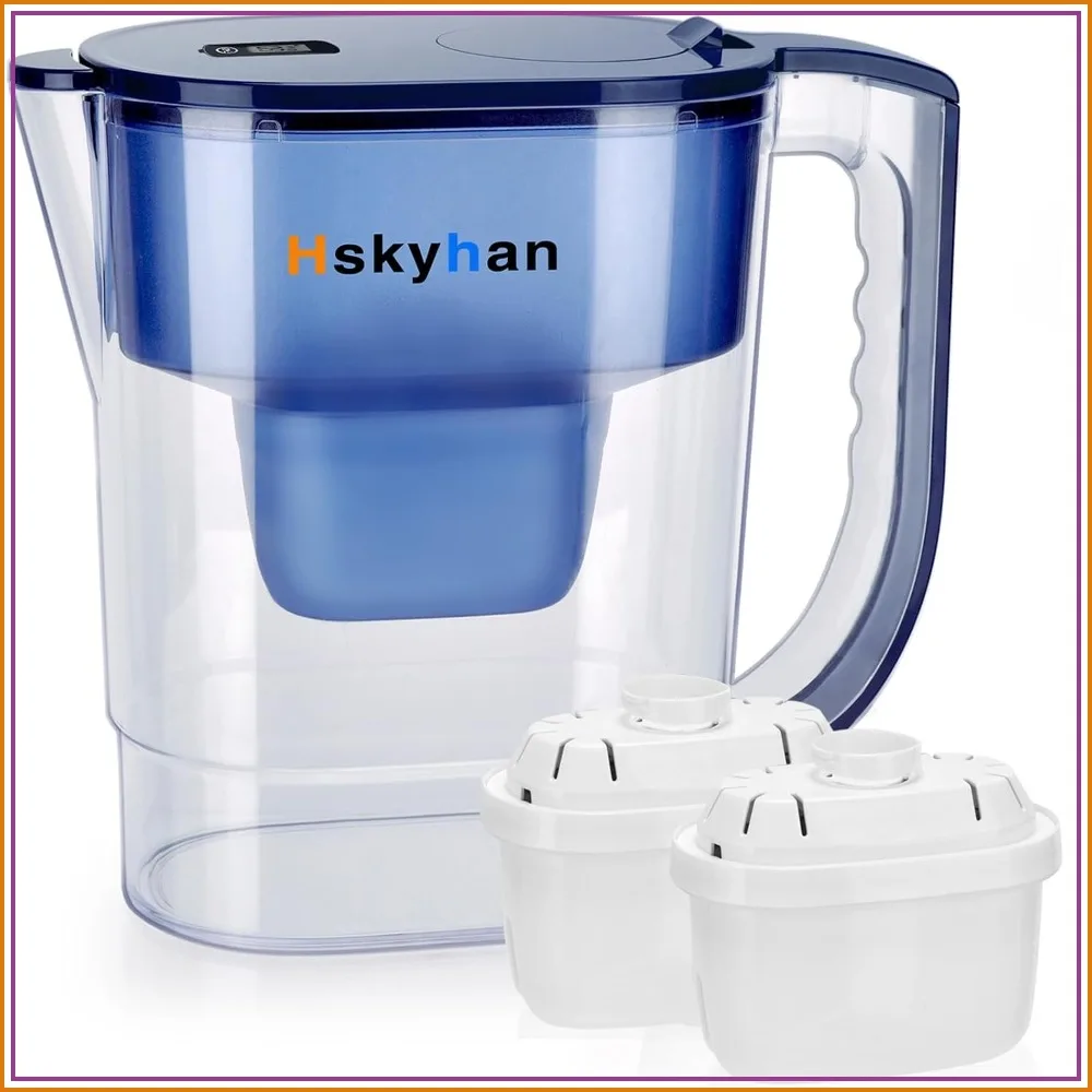 3.8L Alkaline Water Filter Pitcher - 7-Stage Filtration, 2 Filters Included, BPA-Free, Blue