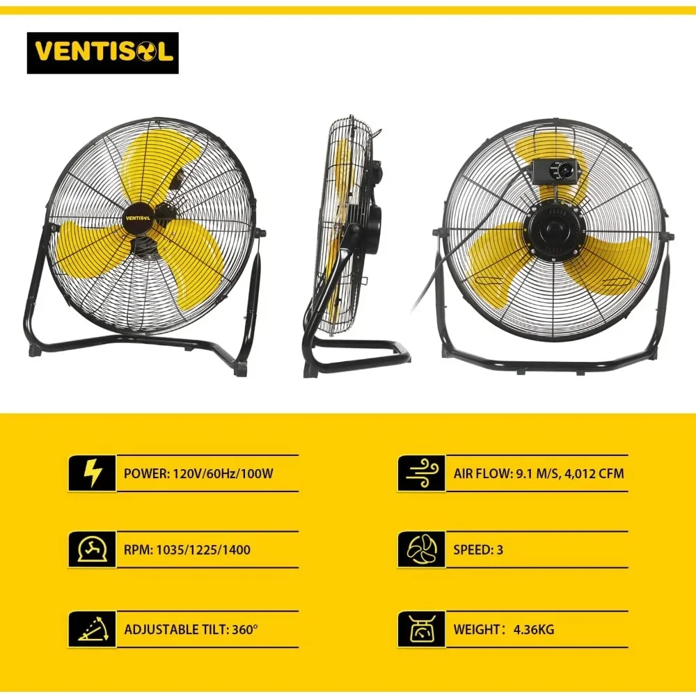 مروحة أرضية عالية السرعة مقاس 18 بوصة صناعية معدنية بثلاث سرعات للمستودعات والمصنع