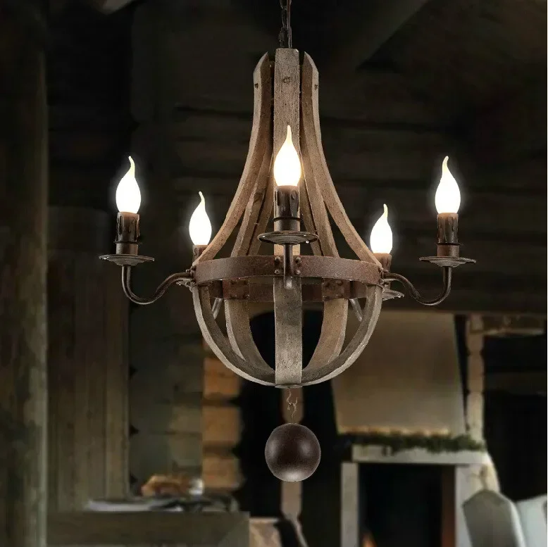 Creative European style living room bedroom log restaurant cafe bars restoring ancient ways wooden pendant lamps and lanterns