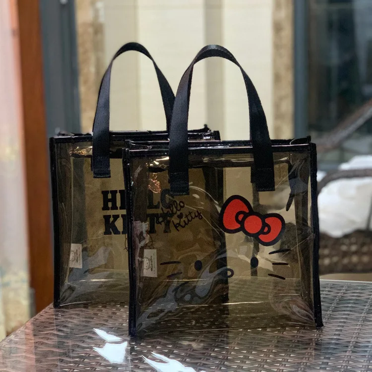 

The New HelloKitty Genuine Authorized Brown Transparent Waterproof Portable Washing Bag Cosmetic Bag Work Hand Bag