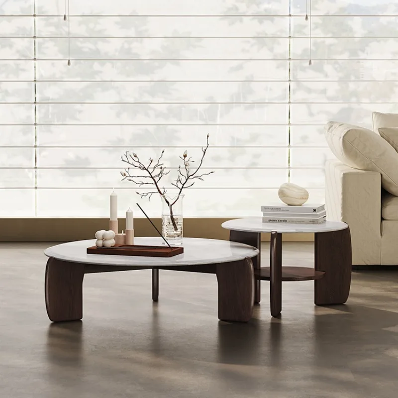 

Solid wood coffee table Modern simple microcrystalline stone Italian minimalist natural tea table