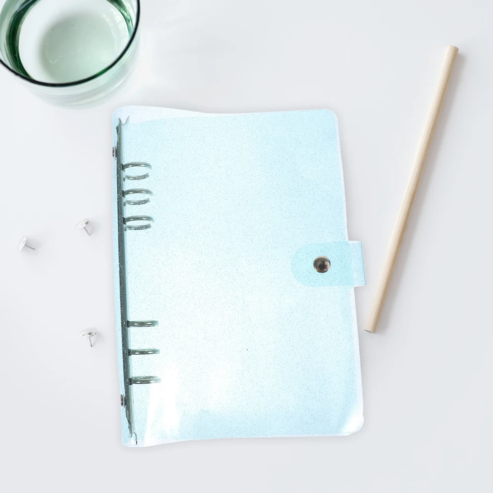 

Glitter Loose Leaf Enclosures Journal Binder Scrapbook 6 Ring Notepad PVC Case Scrapbooking