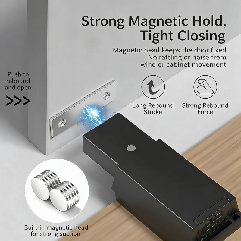 Heavy Duty Invisible Door Rebound Device, Magnetic Push Opener Touch Latch for Tile, Stone, Fire Access Hidden Door