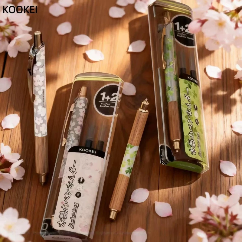 KOOKEI Cute Aesthetic Gel Pens,Cherry&Four-Leaf Clover Design,0.5mm Fine Point,Smudge-Resistant Ink,Perfect for Journaling&Notes