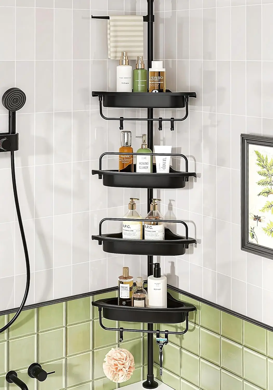 

Rustproof Shower Caddy Corner for Bathroom,Bathtub Storage Organizer for Shampoo Accessories,4-Tier Adjustable Shelves