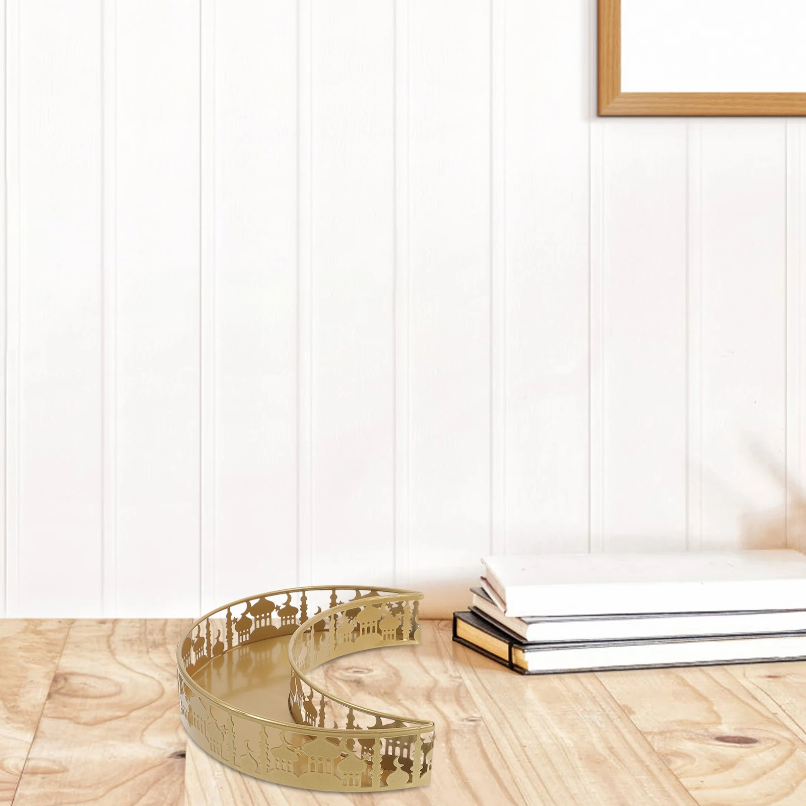 

2 Pcs Star Snack Serving Plate Snack Tray Middle East Fruits Ramadan Serving Plates Golden Iron Elegant Family Party