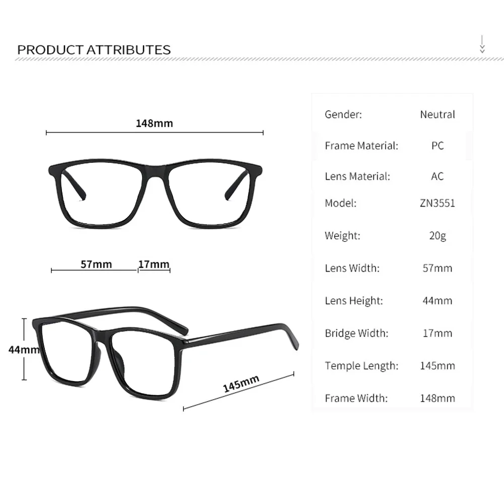 Square Simple Fashionable Personality Large Frame Comfortable Reading Glasses +0.75 To +4
