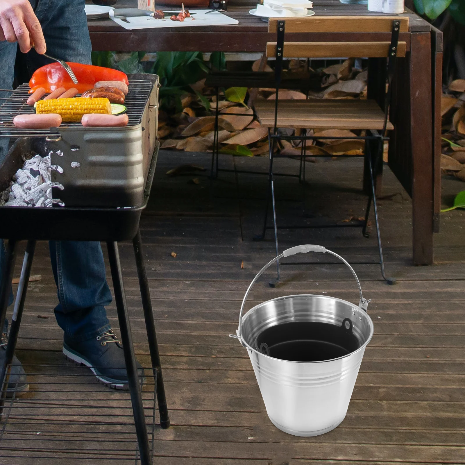 

Silicone Foldable Bucket Liner For Grill Oil Catching Reusable BBQ Grease Container Easy Clean Non Stick Kitchen Bar Accessories