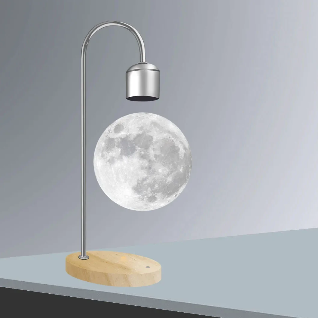 Creative Magnetic Levitation Moon Lamp for Home Decoration and Wireless Charging Night Stand LED Night Light Desk Decoration