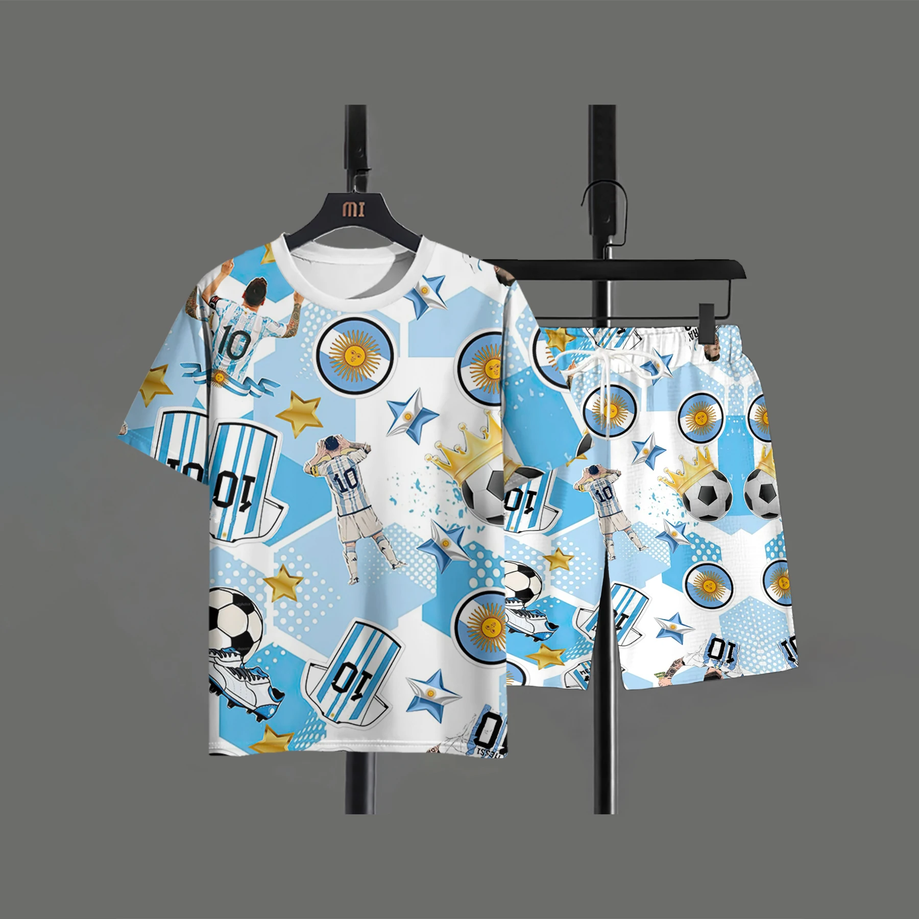 

Уличная мужская футболка, брюки, костюм с круглым вырезом и коротким рукавом, повседневный пуловер, уличная футбольная одежда большого размера, шорты с карманами на шнурке