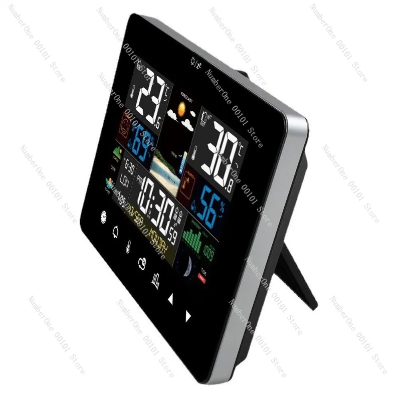 Color screen touch weather clock rf sensor temperature humidity meter weather forecast clock large screen weather station