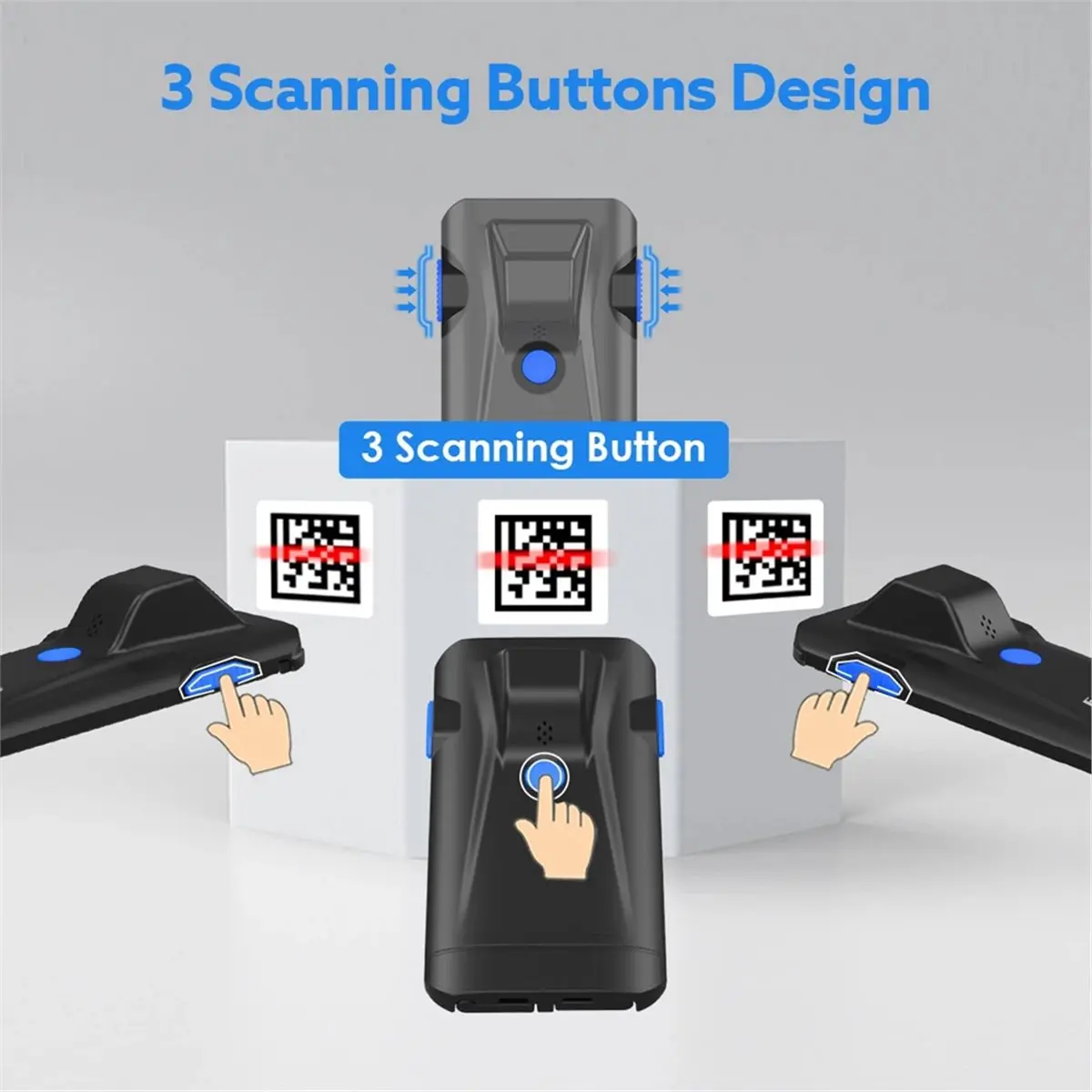 2D Phone Back Clip Bluetooth Barcode Scanner Barcode Reader Data Matrix Code 1D 2D QR Scanner for Android IOS System