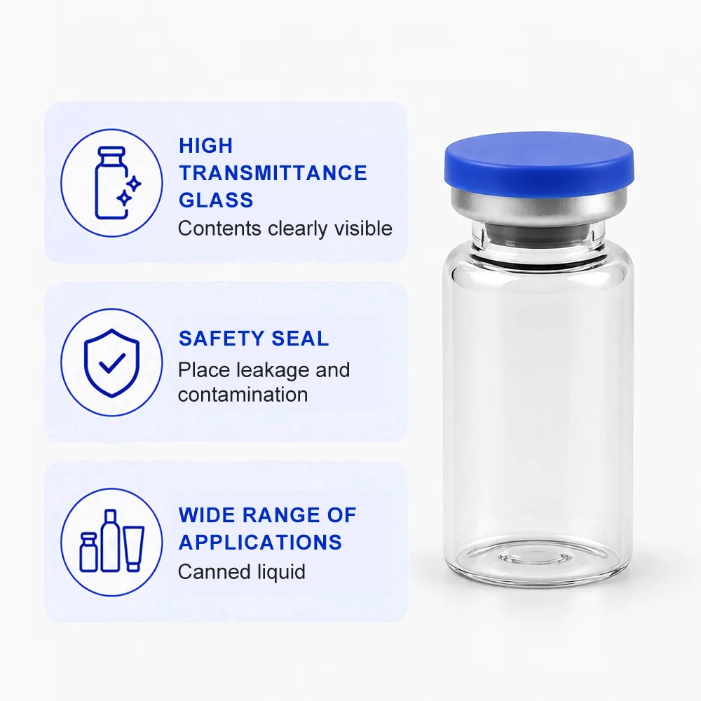 2/3/5/7/10ml Glass Vials for Insulin Pen Injection, Empty Bottles Self-Sealing Rubber Stopper, Airtight Cap with Organizer Box