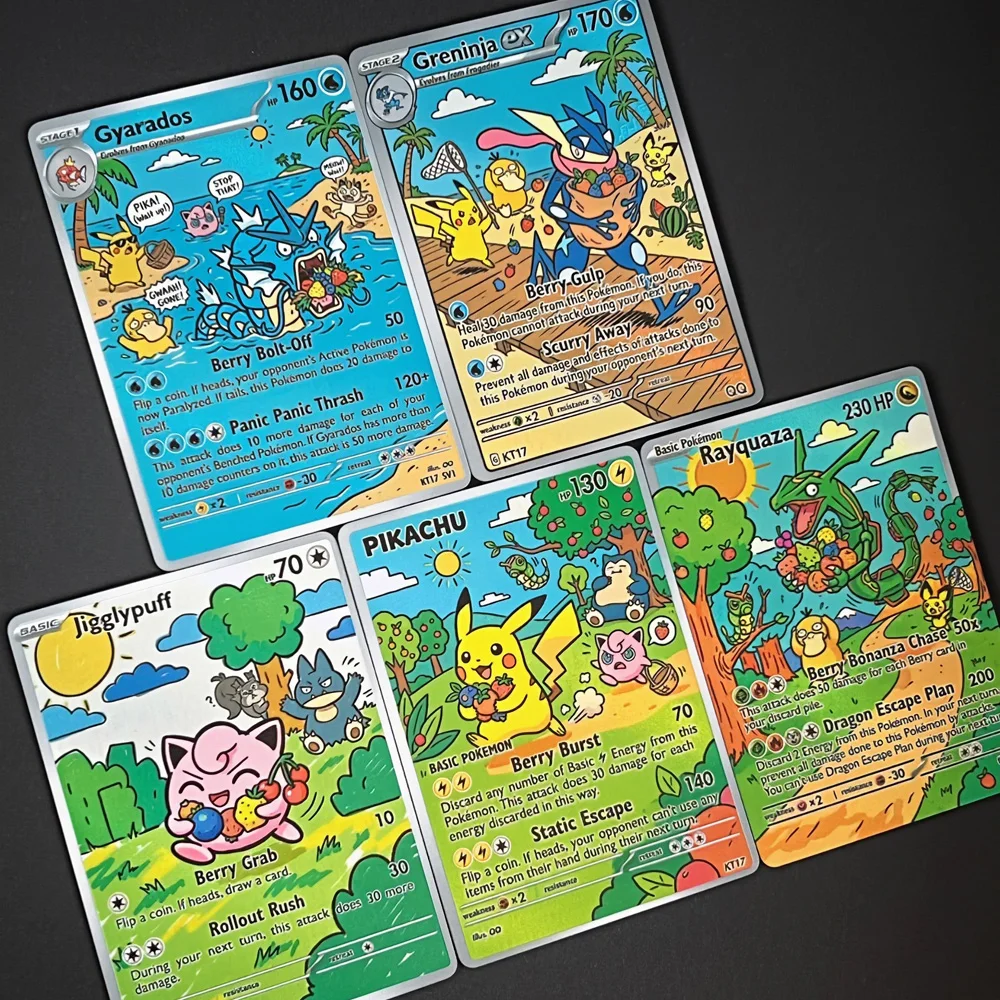 Pokemon Cards Gyarados Greninja Jigglypuff Rayquaza Trading Collection Cards 5Pcs PTCG Rare Holo Card Pokemon Gift view 3