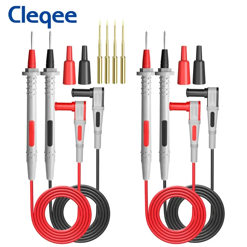 

Cleqee P1500 Series Multimeter Probes 4mm Banana Plug Test Leads Kit Test Probe Pen with Replaceable Needles 1000V 10A