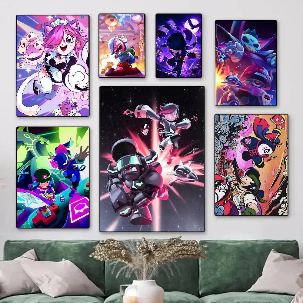 1pc B-BrawlS Game S-stars Anime Posters HD Print Vintage Wall Art Decor for Home Study Room