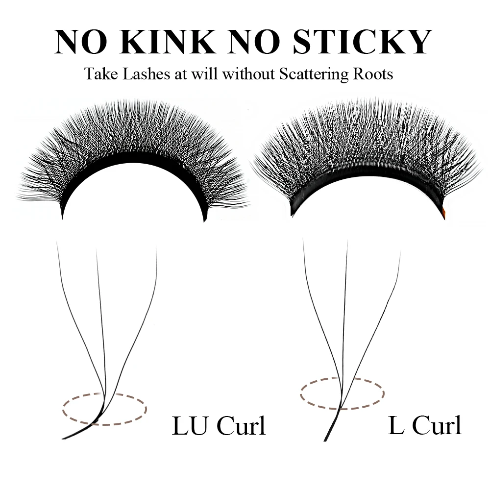 LAGEE L LU M 컬 C D 3D W 모양 속눈썹 연장 꽃이 피는 꽃 미리 만들어진 팬 속눈썹 메이크업 0.07 볼륨 번들